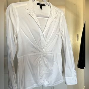 Twist Front Long Sleeve Collared Blouse